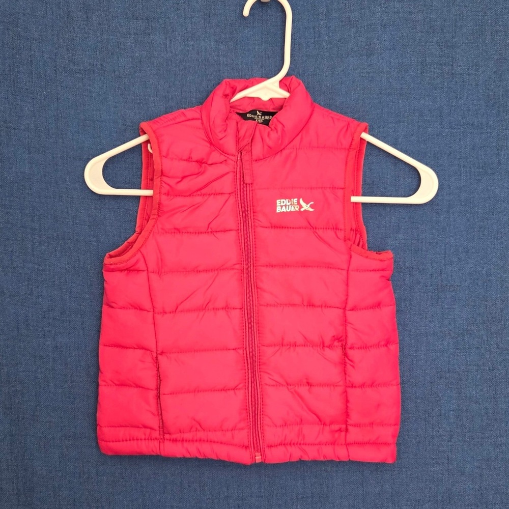 Eddie Bauer Kids Pink Puffer Vest Quilted Full Zip Sleeveless Jacket Size 4/5